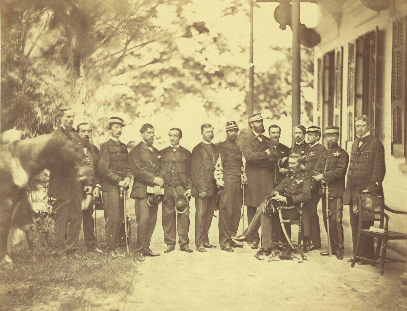 British officer Garnet Joseph Wolseley with Sir Hope Grant and staff in the Anglo-French expedition in China, 1860.
