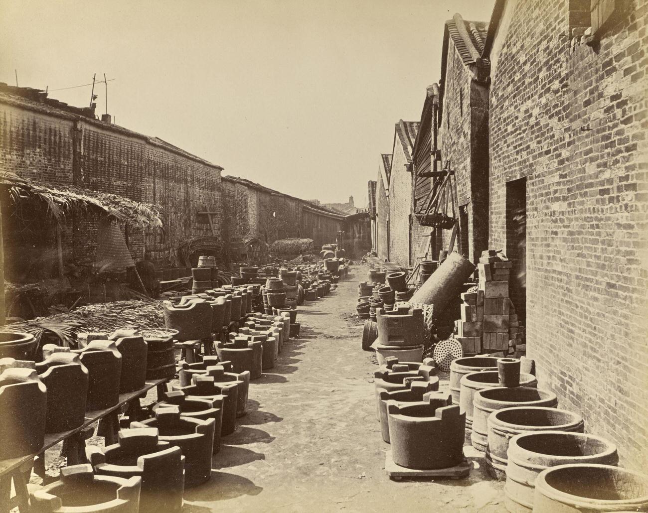 Alley Bordered by Brick Buildings, China, ca. 1870