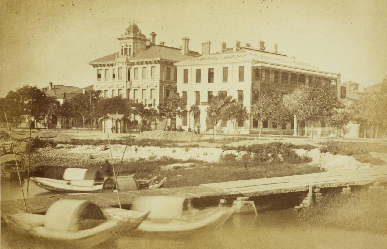 Oriental Bank and Central Hotel, Bund, Shanghai, 1876