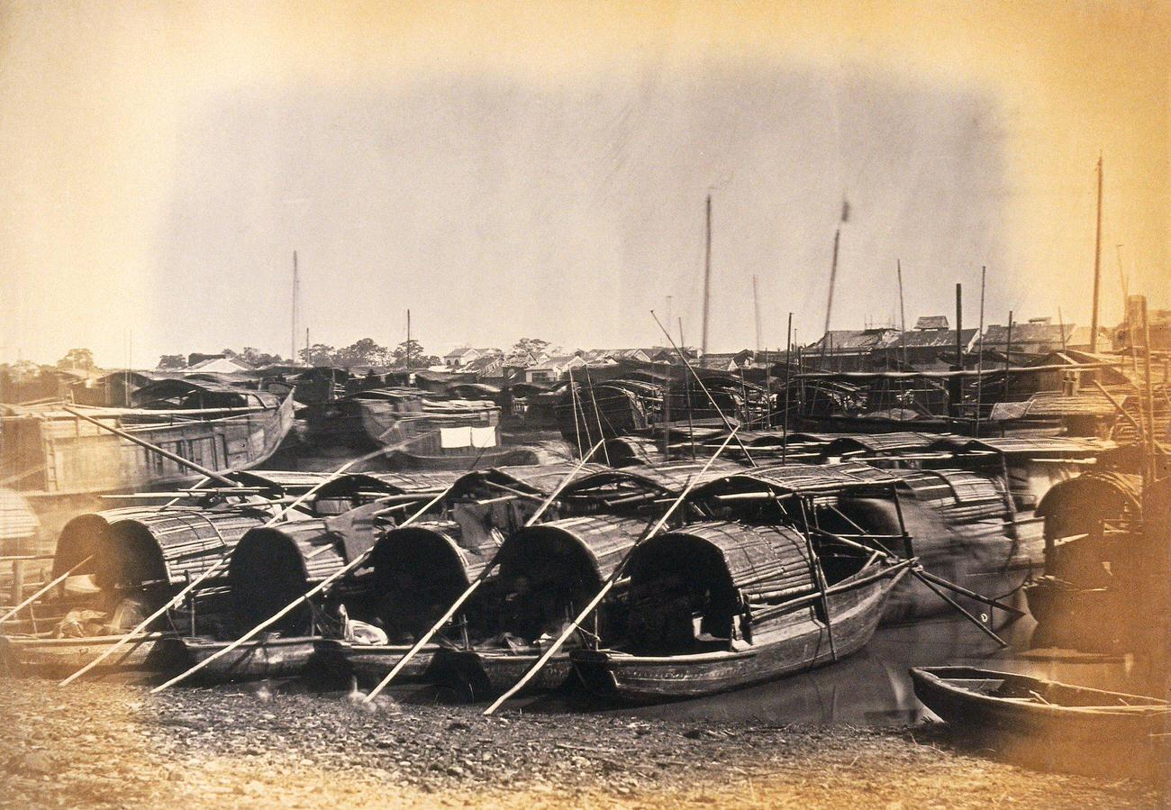 Chinese Sampans, Canton, 1877