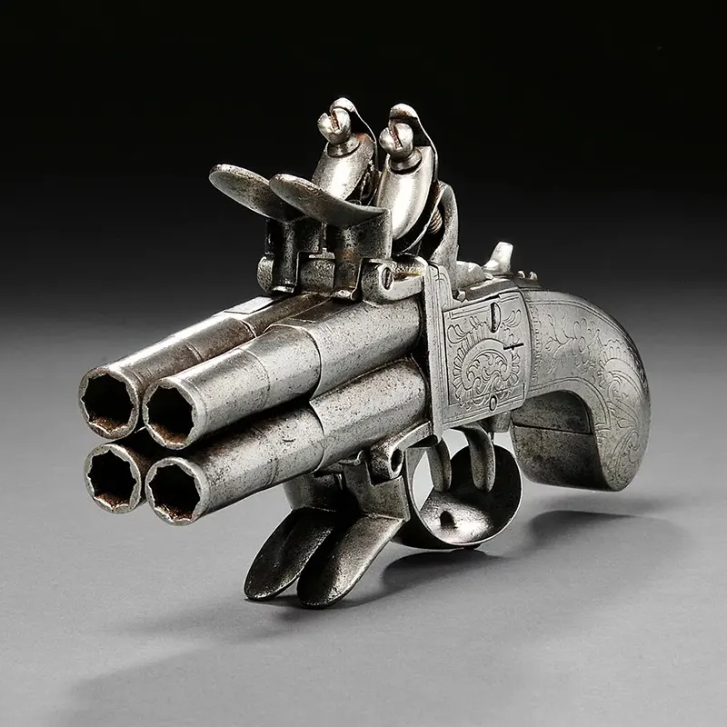 Continental Four-barrel Flintlock Pistol (18th century)