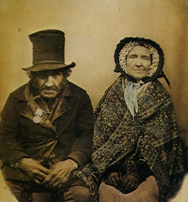 Older Victorian couple, 1860s.