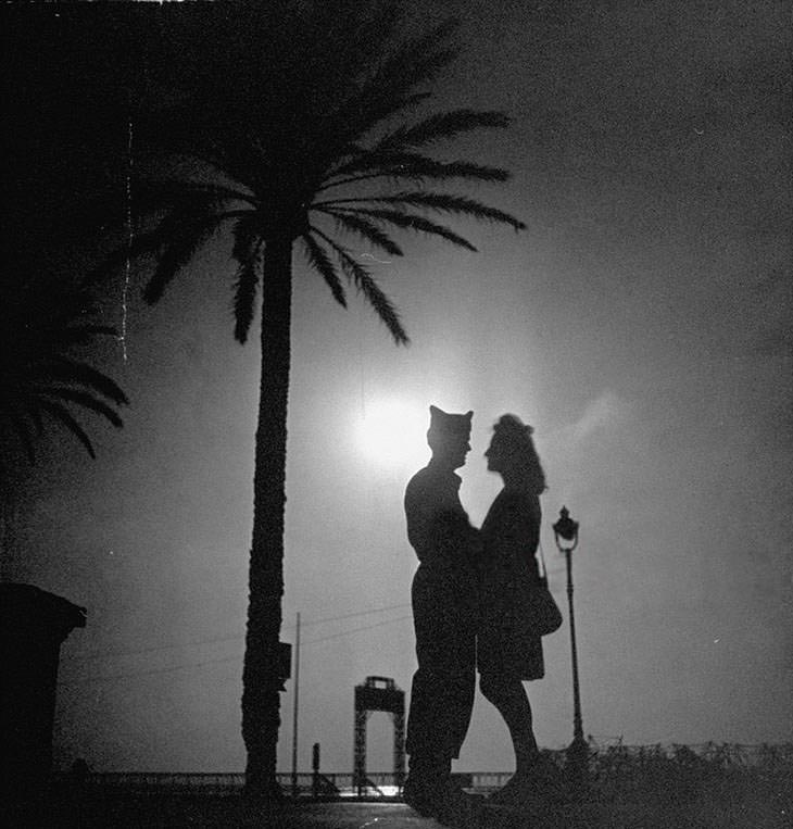 American GI and French girlfriend on date, 1940s.