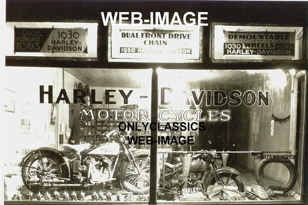 Harley-Davidson Motorcycle Dealer Display Window, 1930.