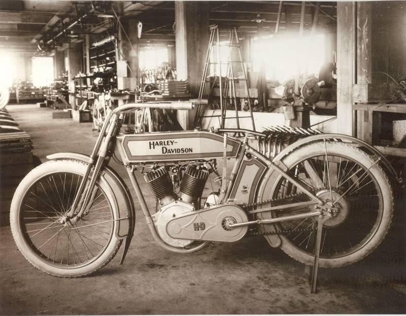 Historical Photos of Harley-Davidson Motorcycles and Production in Their Infancy from the Early 20th Century