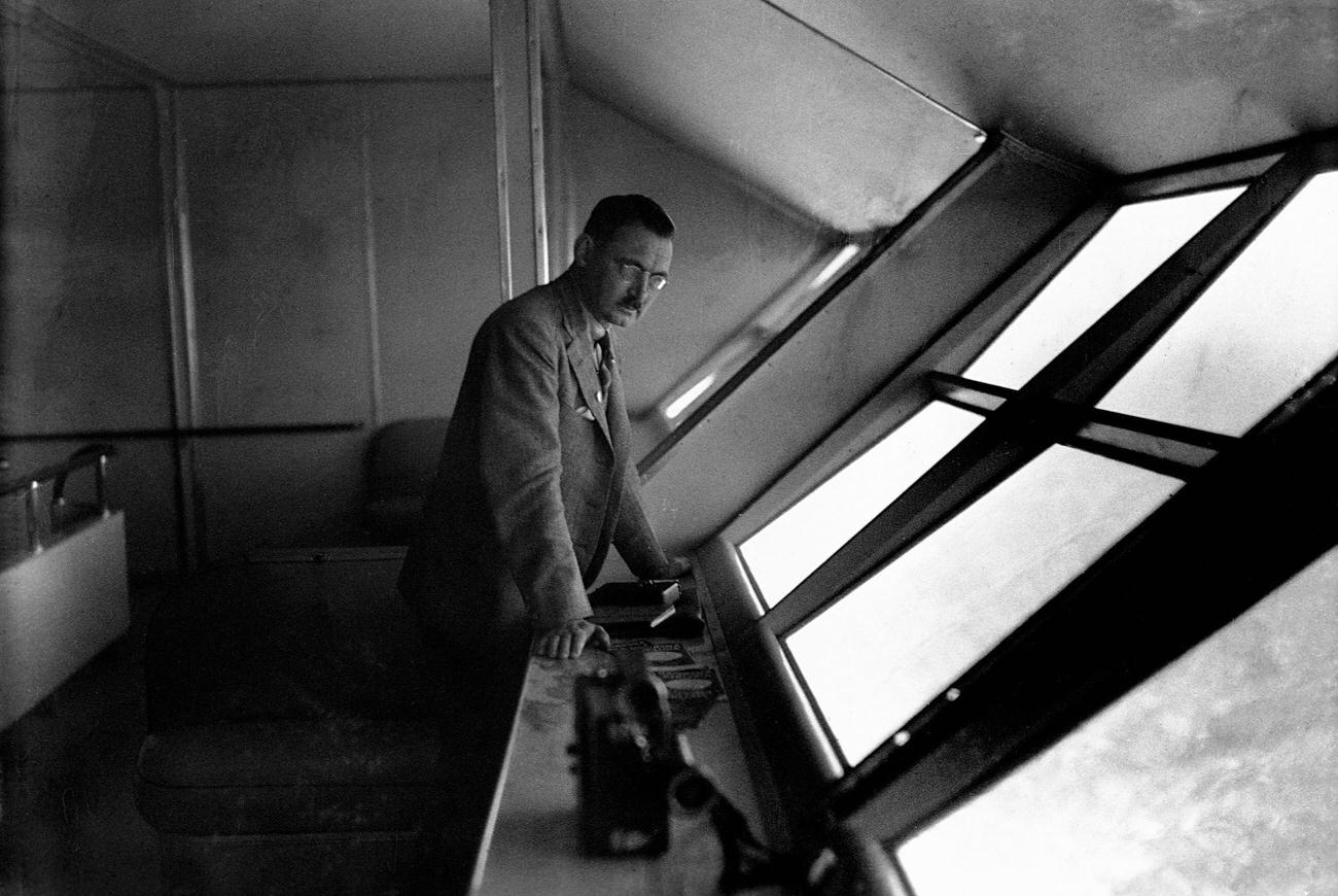 Man Near Windows Inside the Hindenburg Airship