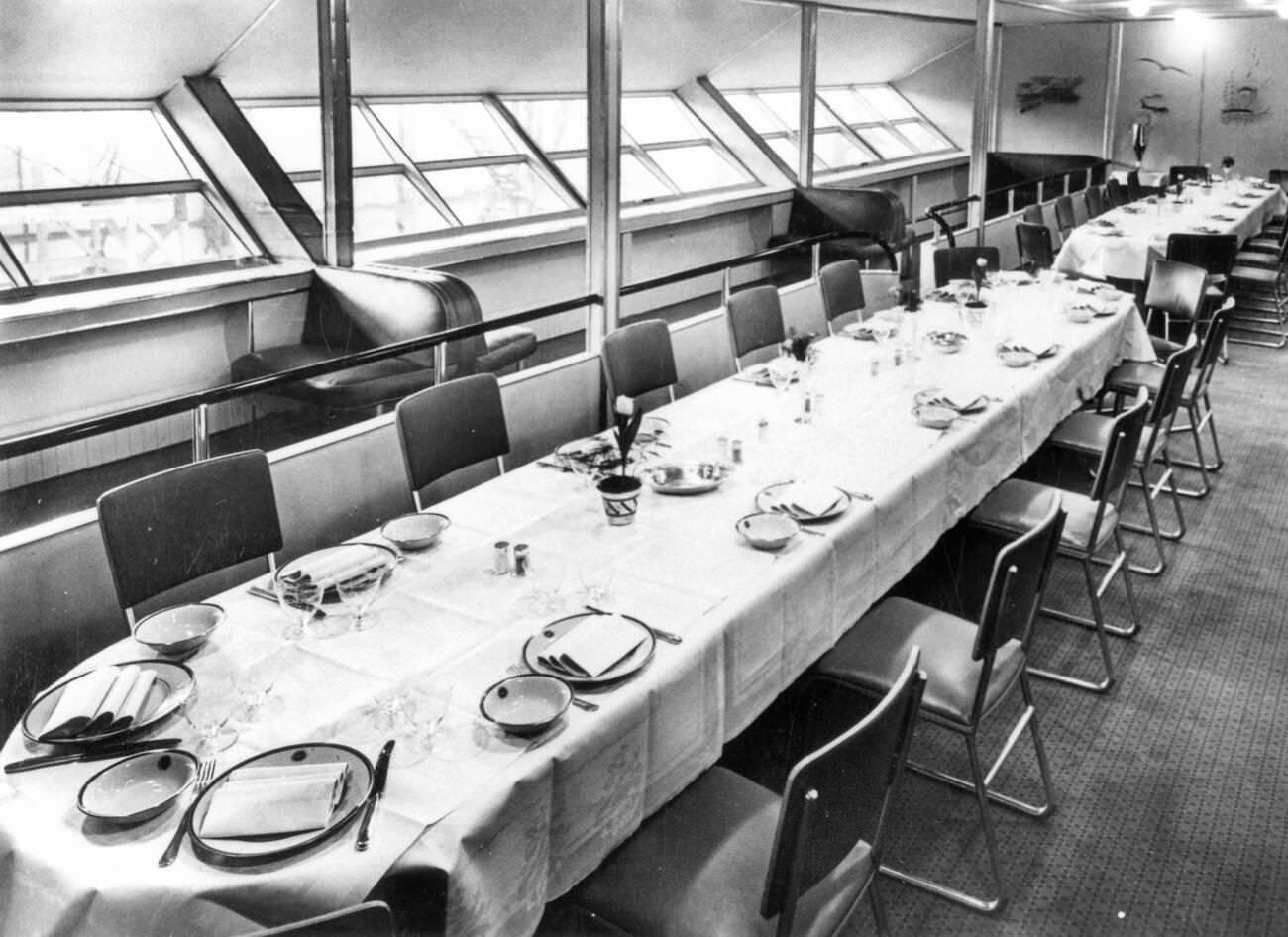 Dining Hall Interior of Zeppelin LZ 129 "Hindenburg", 1936