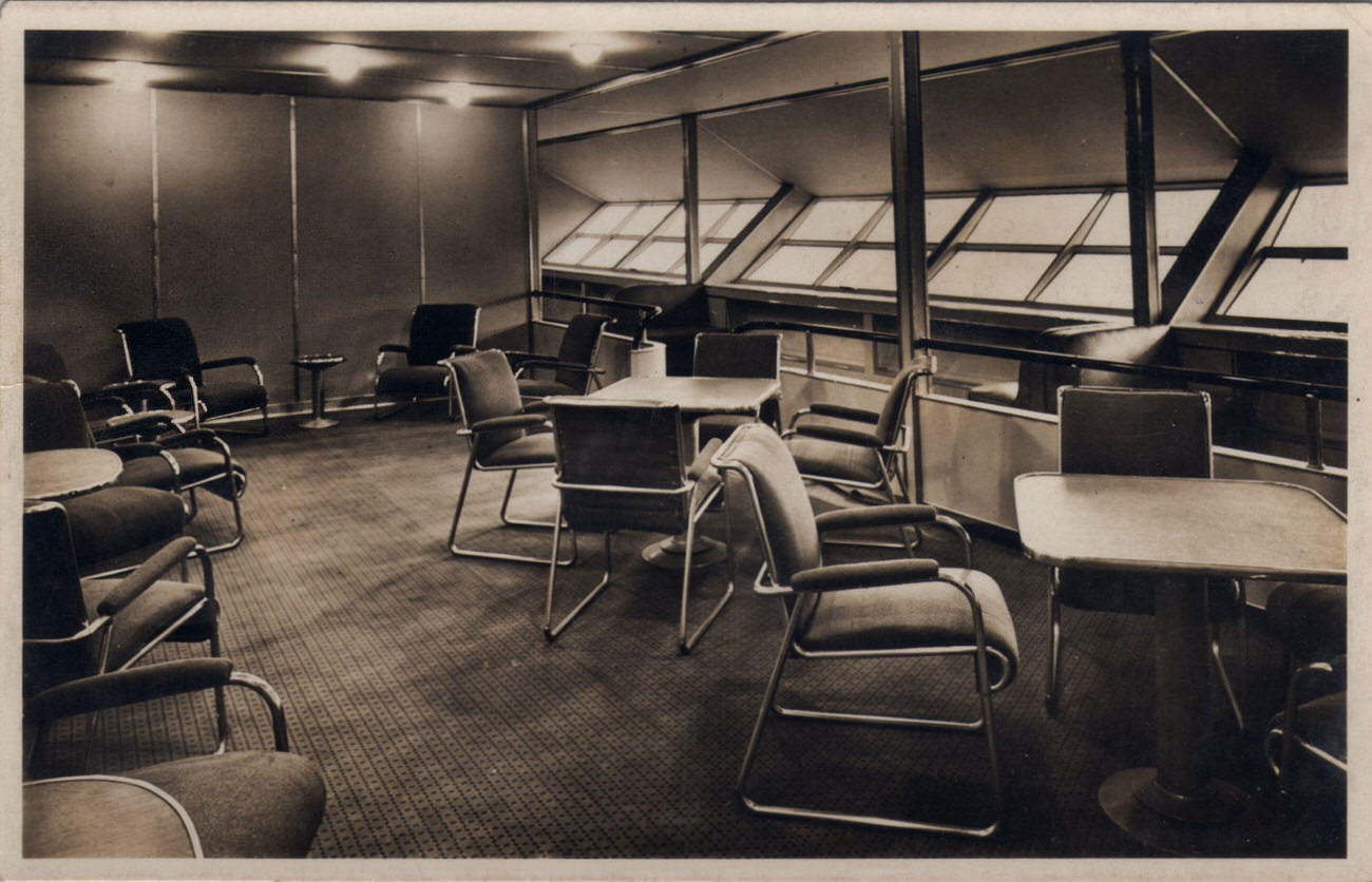 Passenger Lounge with Promenade Windows on Hindenburg