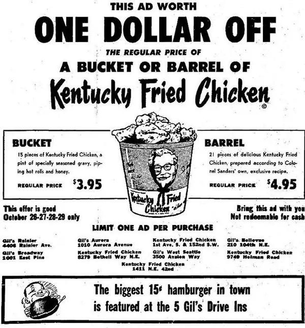 KFC newspaper advertisement, 1964.