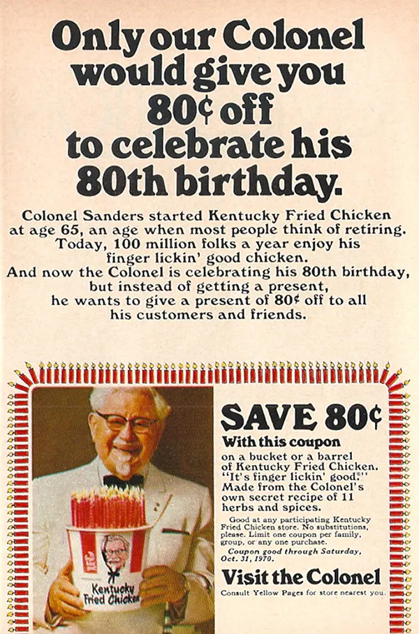 Vintage KFC ad, 1970.