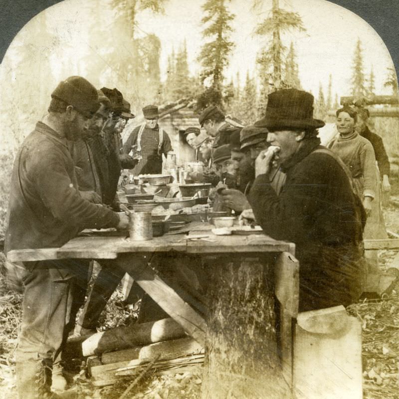 A miner's banquet in Beaver City, 75 miles north of Arctic City, Alaska.