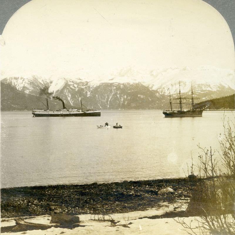 The steamer Queen at Haines Mission, Alaska, en route to the Klondike.