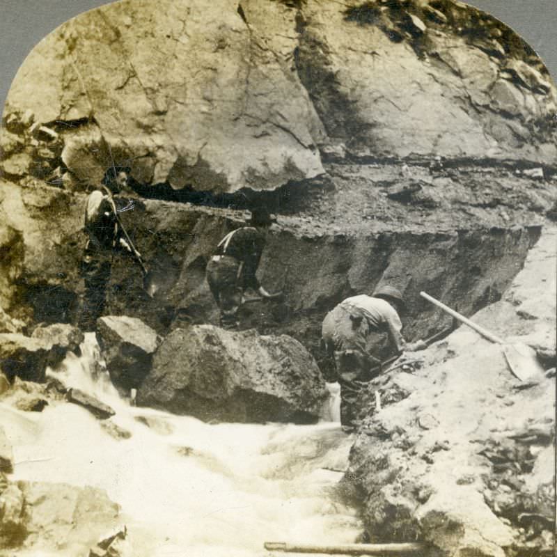 Gold miners at work in Alaska.