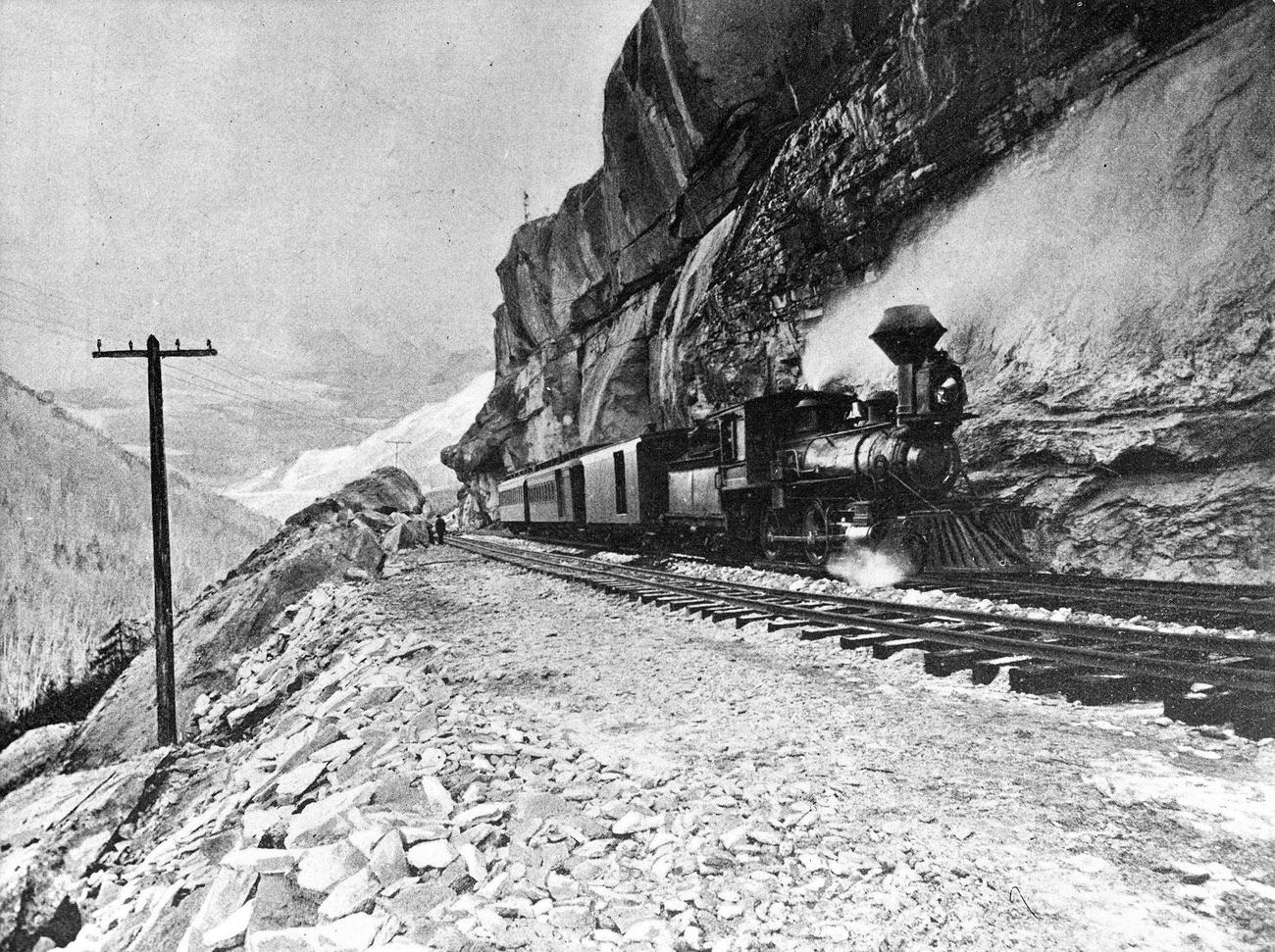The Railway of the White-Pass en route to the Klondike Gold Mines, 19th century, Paris, France.