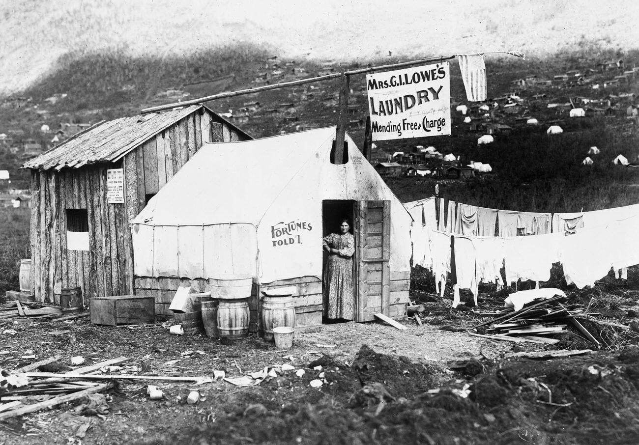 A laundress and fortune teller in Nome, Alaska, during the Klondike Gold Rush, 1898.