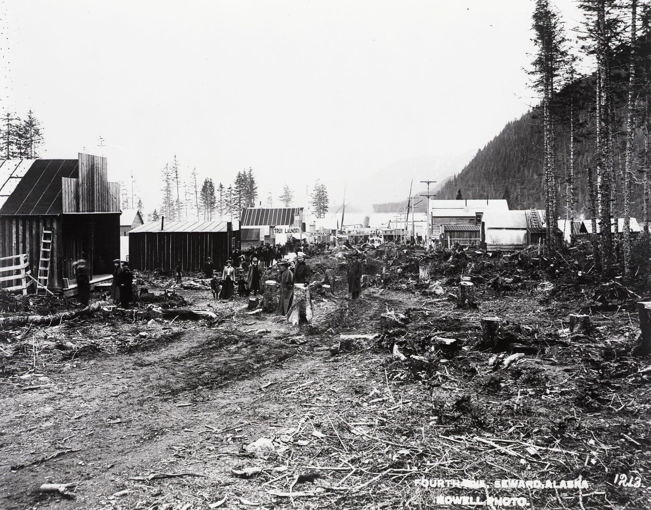 Fourth Avenue in Seward, Alaska, during the Klondike Gold Rush, circa 1900.