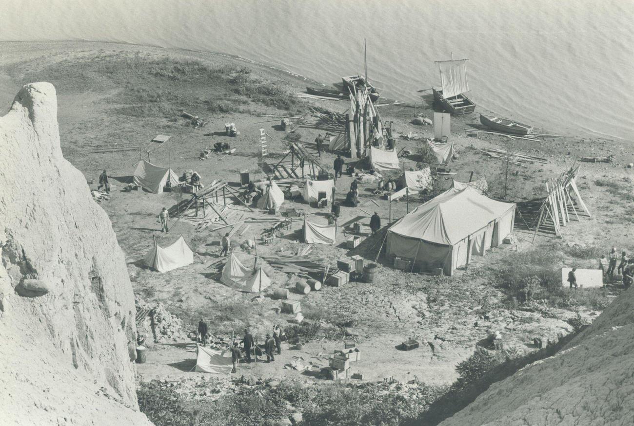 A model of a gold rush town for filming "Tales of the Klondike" by Jack London, Canada, 1980s.