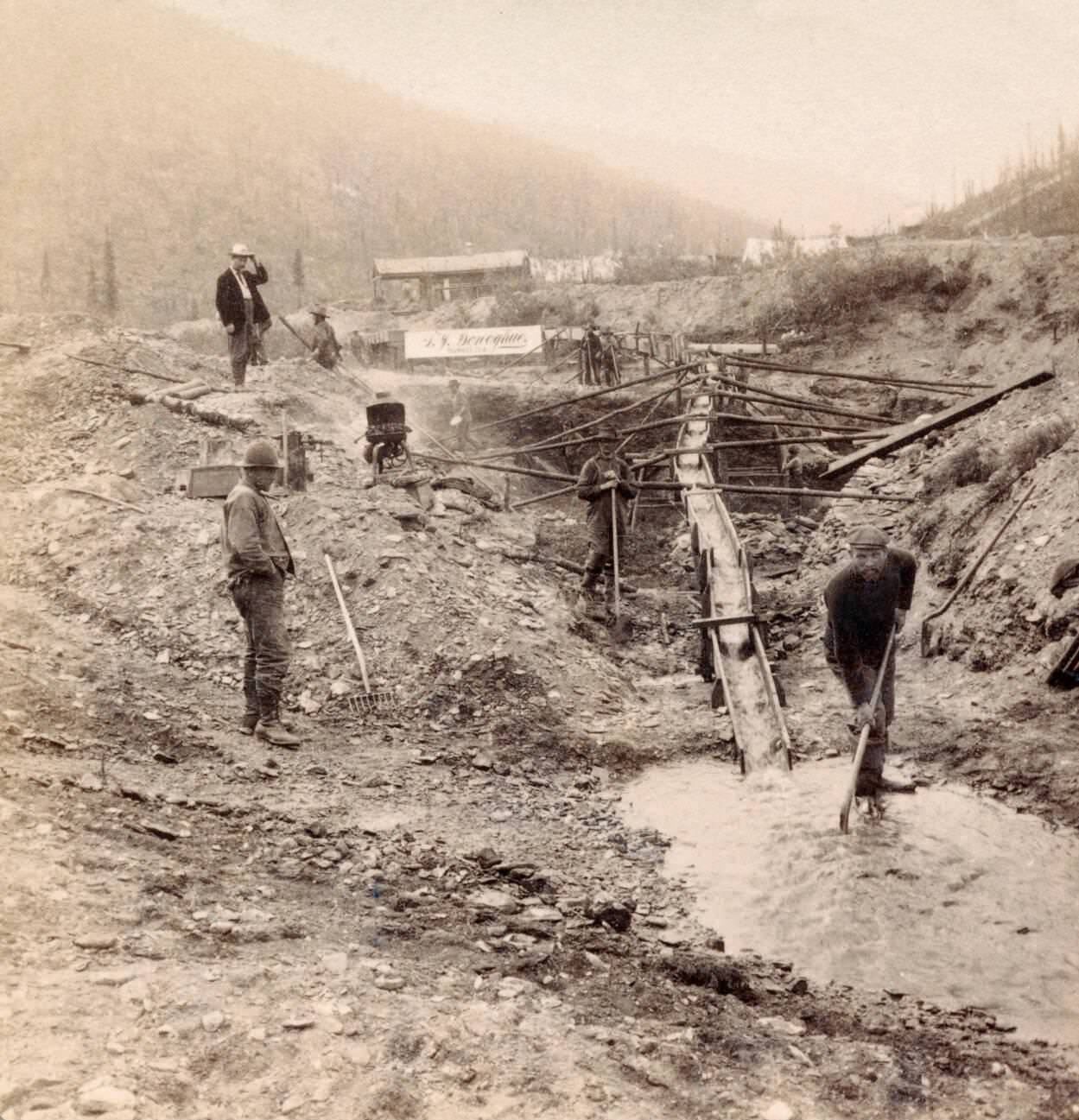 Gold miners in Yukon district, Klondike, Alaska, 1901.