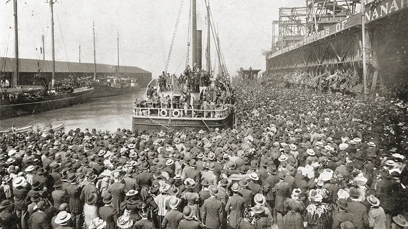 The S/S Excelsior departs San Francisco for the Klondike, July 28, 1897.