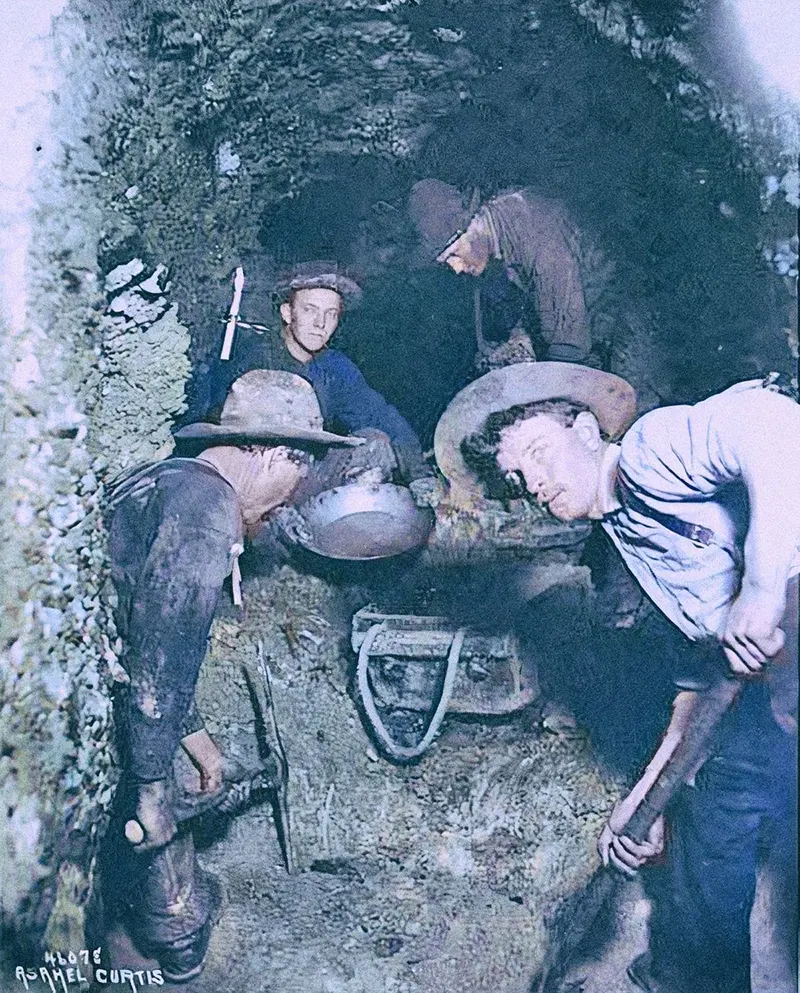 Mining operations within a shaft, 1898.