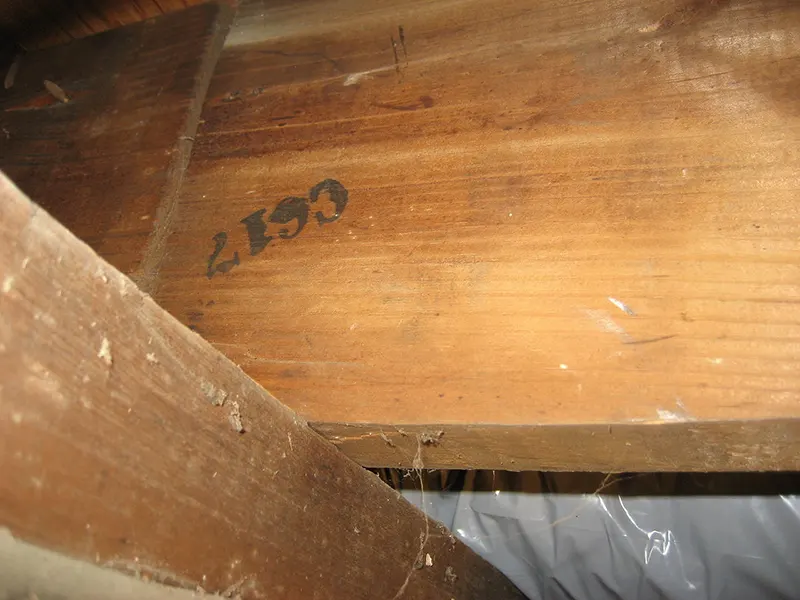 Stamped lumber in a Sears house.
