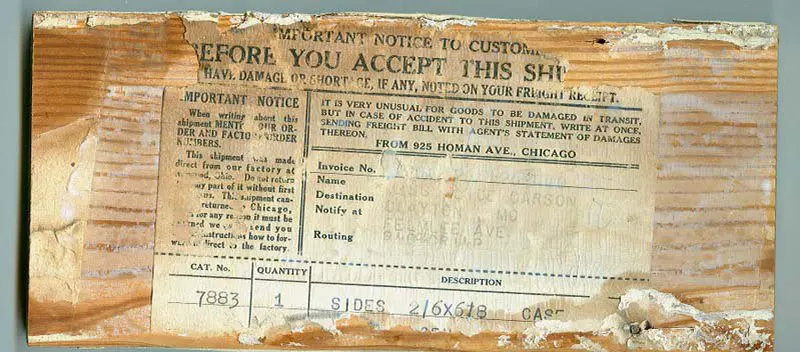 Shipping Label from a Sears house.