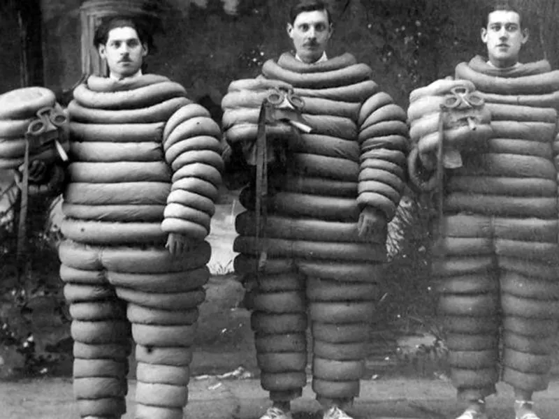 The Original Michelin Man of Michelin Tires in Chilling Vintage Advertising Photos