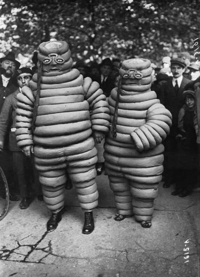 The Original Michelin Man of Michelin Tires in Chilling Vintage Advertising Photos