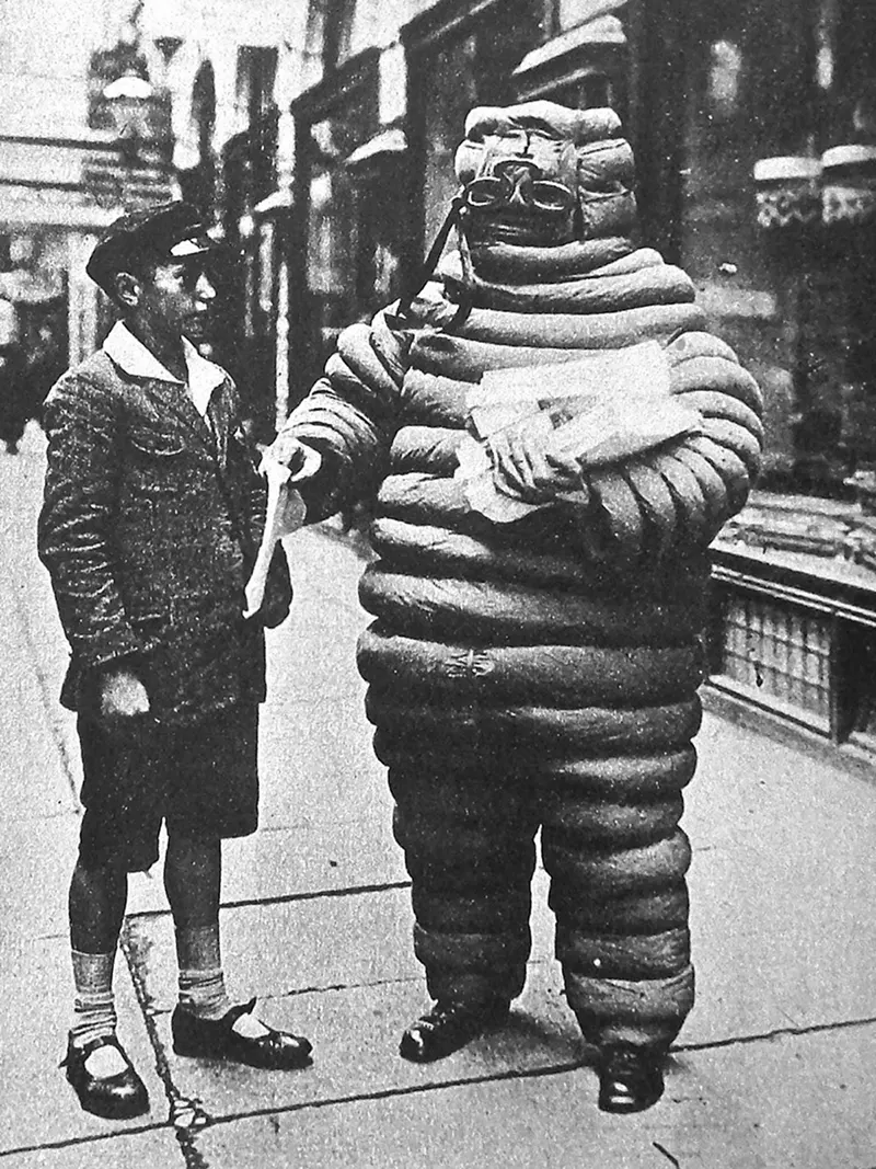 The Original Michelin Man of Michelin Tires in Chilling Vintage Advertising Photos