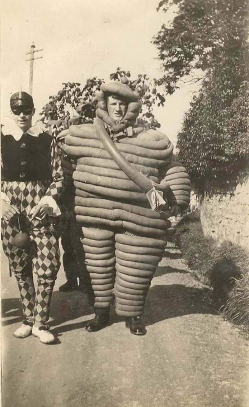 The Original Michelin Man of Michelin Tires in Chilling Vintage Advertising Photos