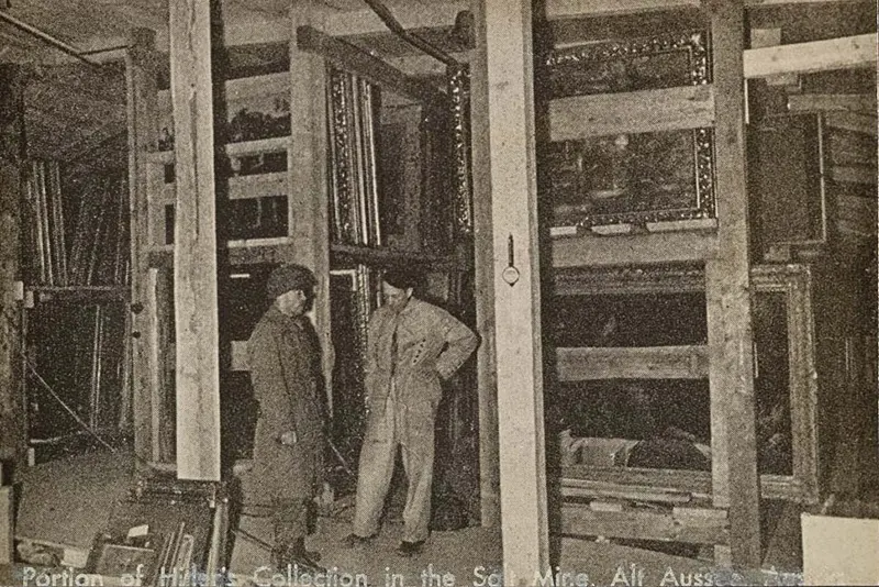 Salt mine racks with paintings, Altaussee, Austria, circa 1945.