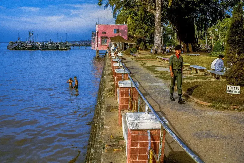 Public park by Mekong River, southeast My Tho, 1969.