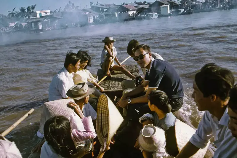 Water taxi approaching Kien Hoa Province, Coconut Monk's island.