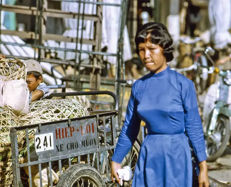 My Tho's downtown market, Dinh Tuong Province, Vietnam, 1969.
