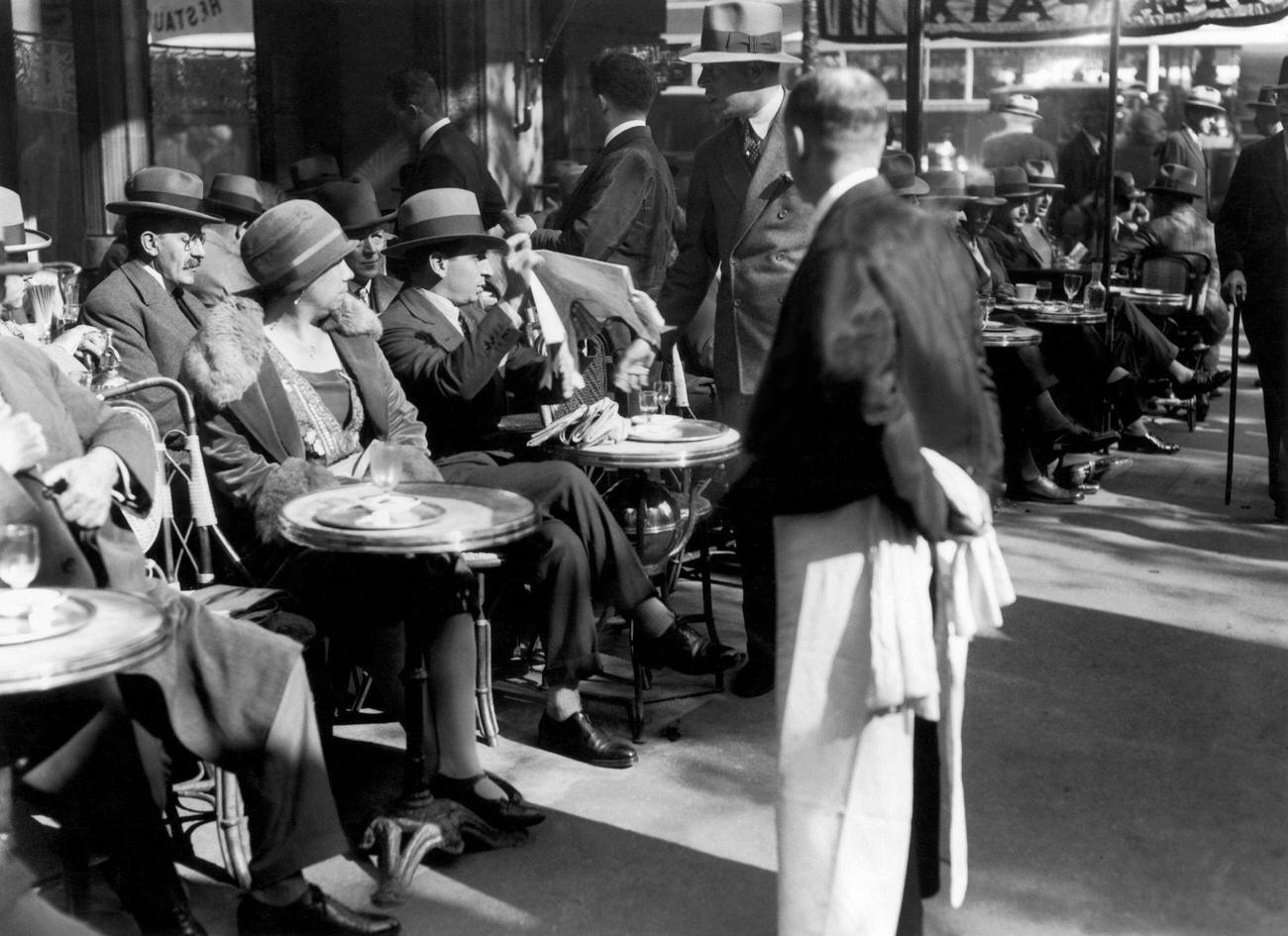 Terrace of The Cafe De La Paix, Paris, November 1928