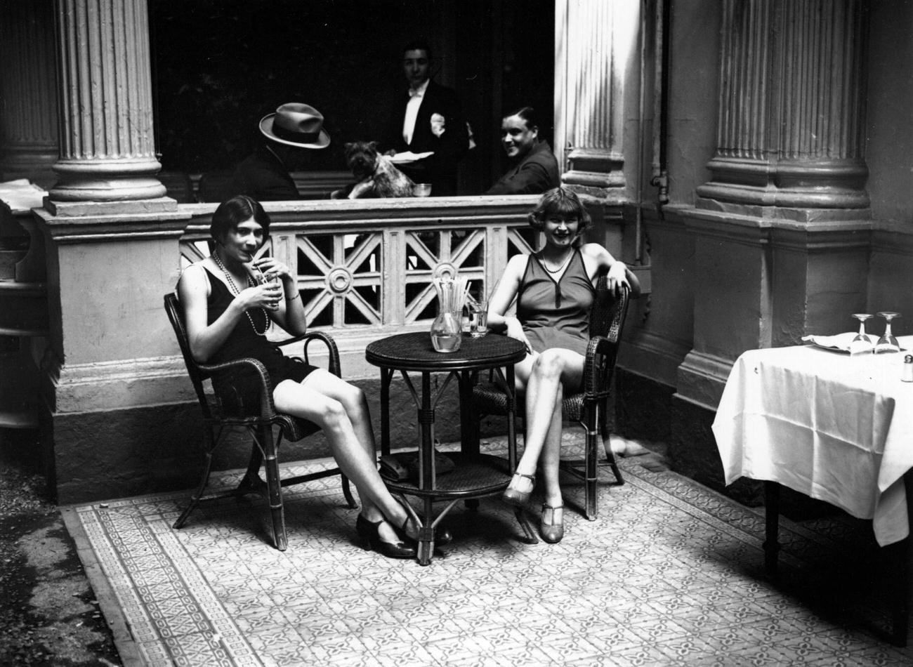 Women in Bathing Suits Enjoying Drinks During Paris Heatwave, 1929