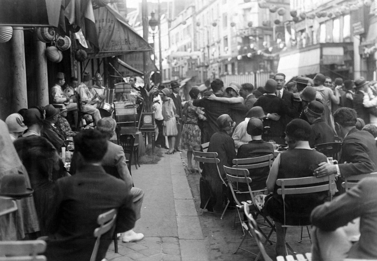 Cafe Terrace in Paris on Bastille Day, 14 July 1929