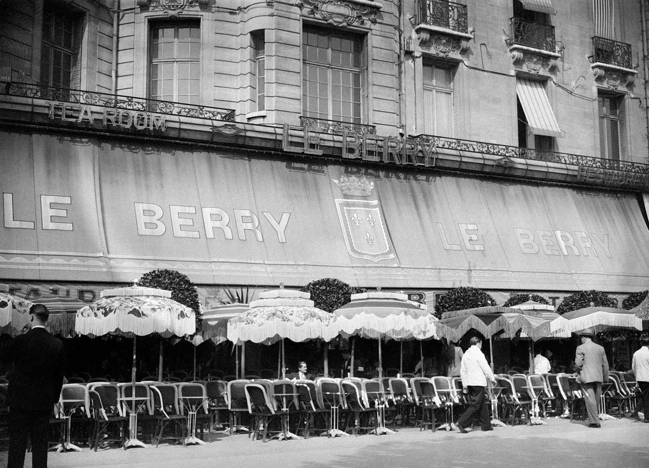 Exterior of 'Le Berry' Cafe in Paris, 1930