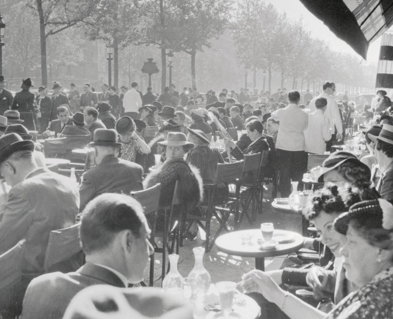 Cafe de la Paix in Bright Sunlight, Champs Elysee, Paris, Undated