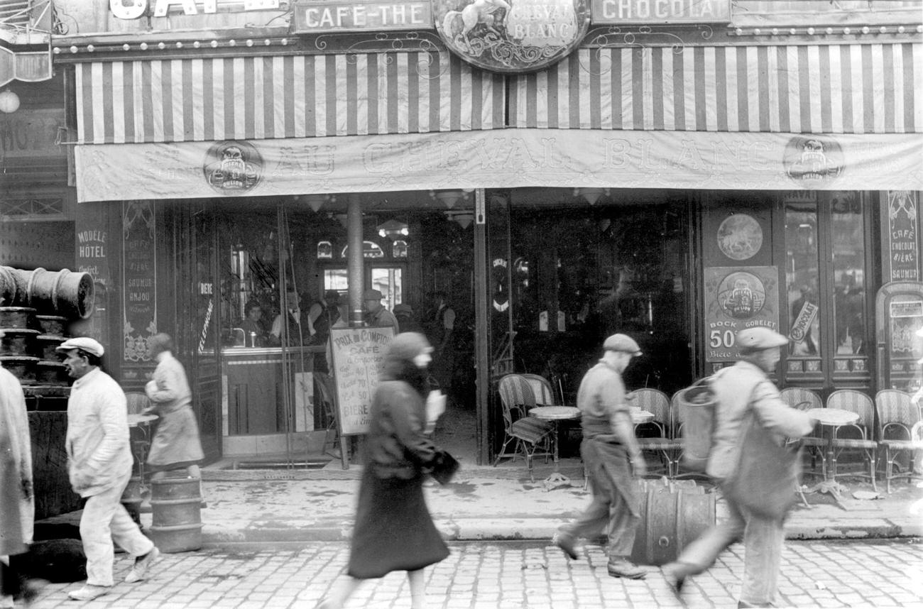 Cafe Le Cheval Blanc on Rue De Lappe near Bastille, Paris, 1930