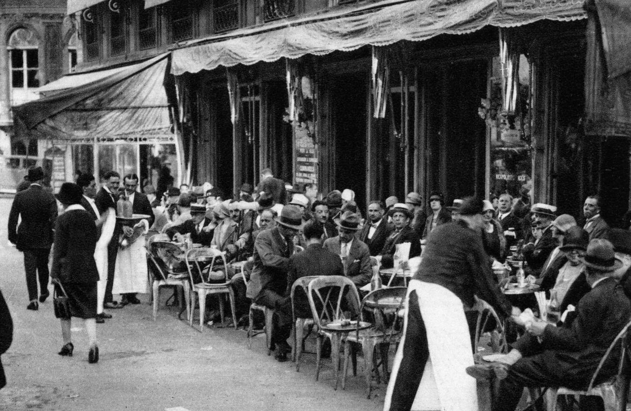 Patrons at a Renowned Parisian Pavement Cafe, 1931