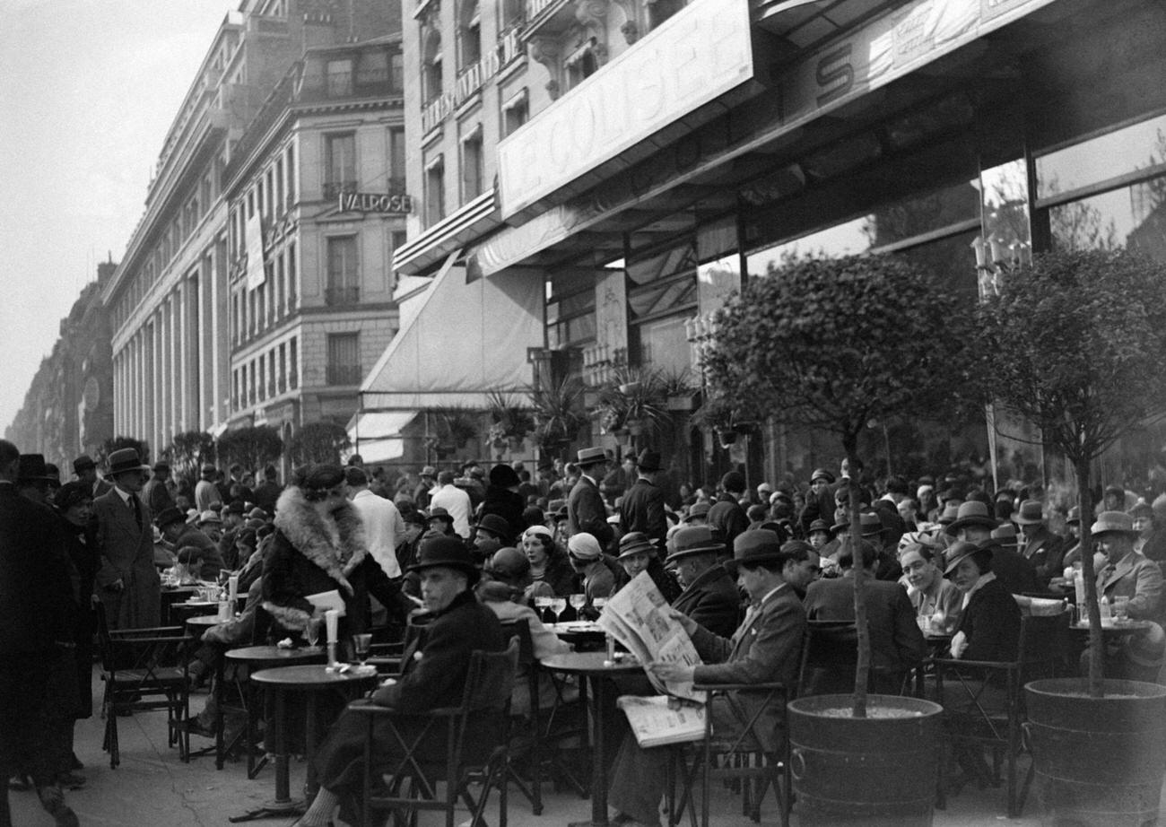 Terrace of 'Le Colisée' Cafe, Champs-Elysées, Paris, France, 1933