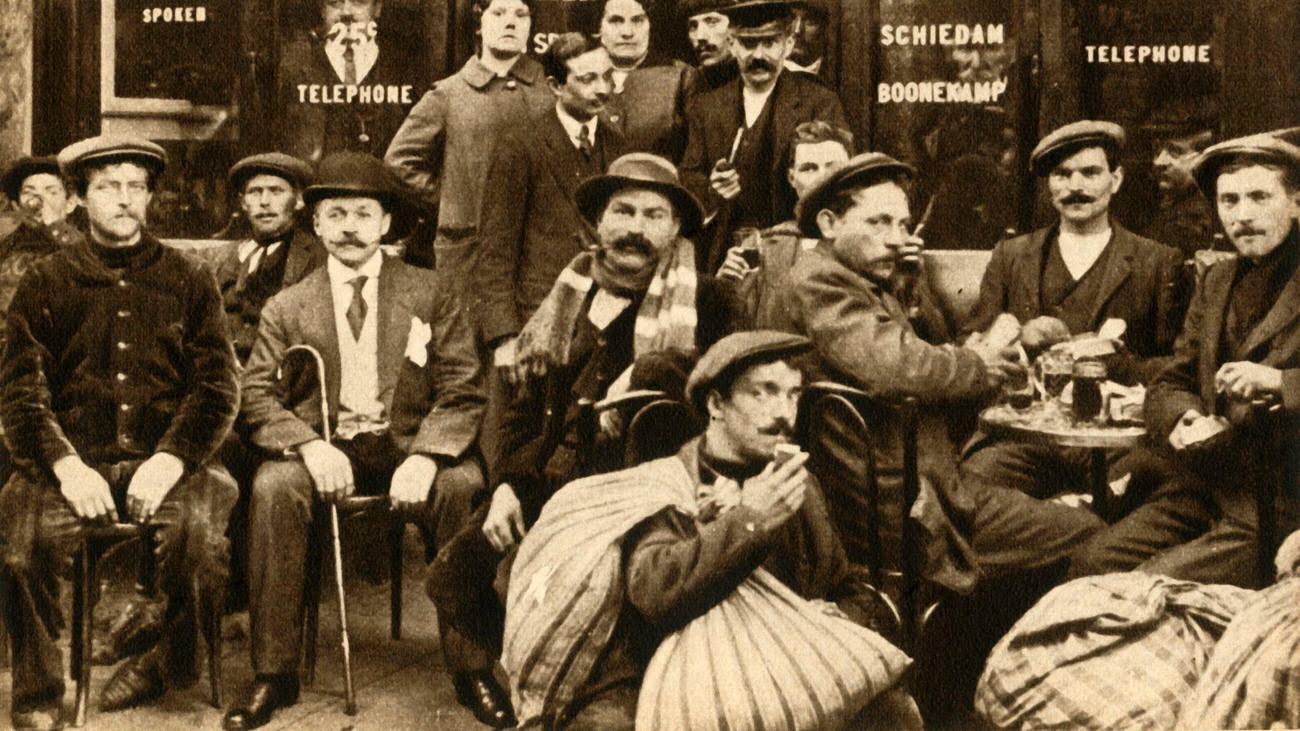 Refugee Field-Workers at a Café in Paris, World War I Era, 1914-1918, Photographed in 1933