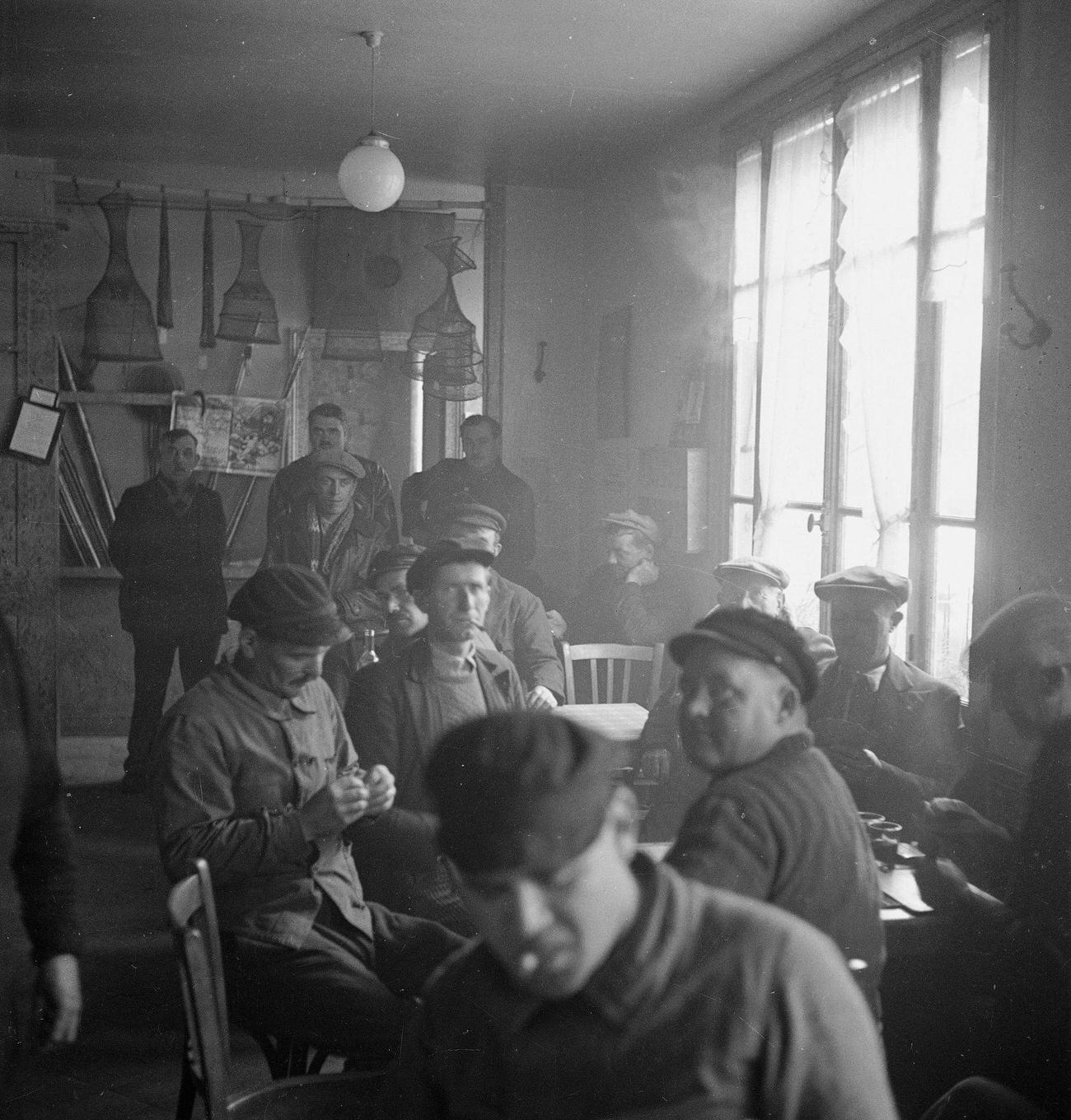 Fishermen and Barge Men at a Cafe in France, 1935