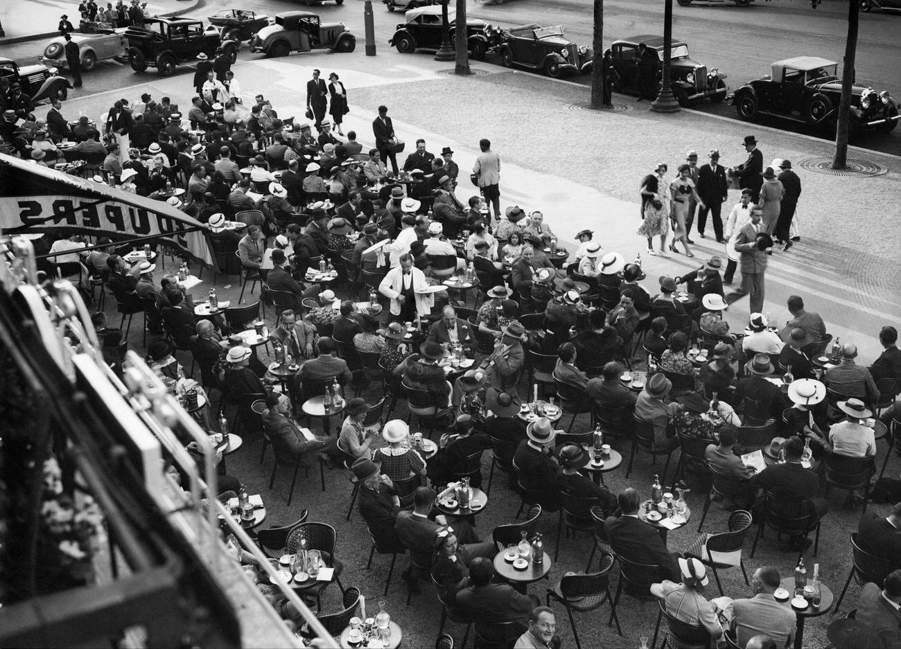 Cafe Terrace, Champs-Elysees, Paris, 1935