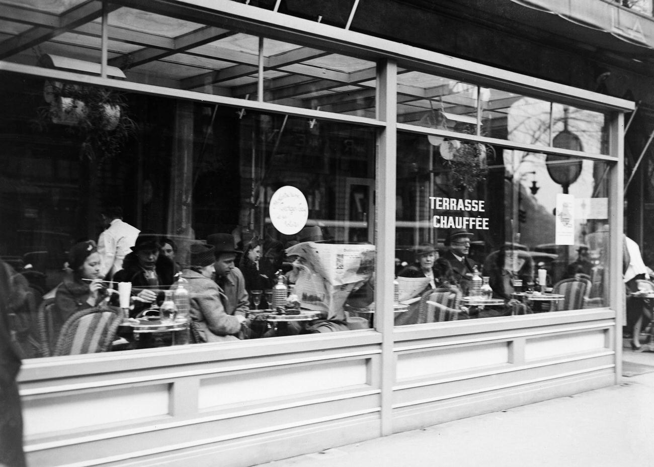 Heated and Covered Cafe Terrace, Paris, April 1937