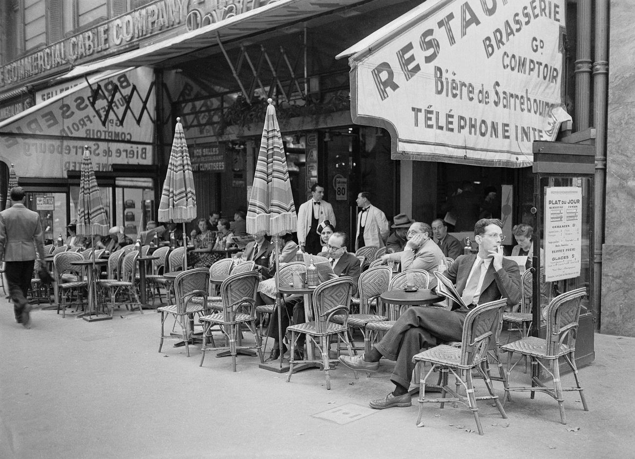 Paris Sidewalk Cafe Scene, Late 1930s