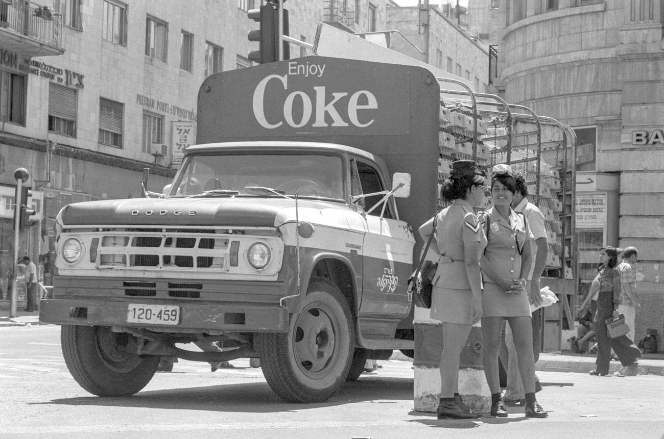 Coca-Cola truck in Jerusalem, Palestine, 1974.