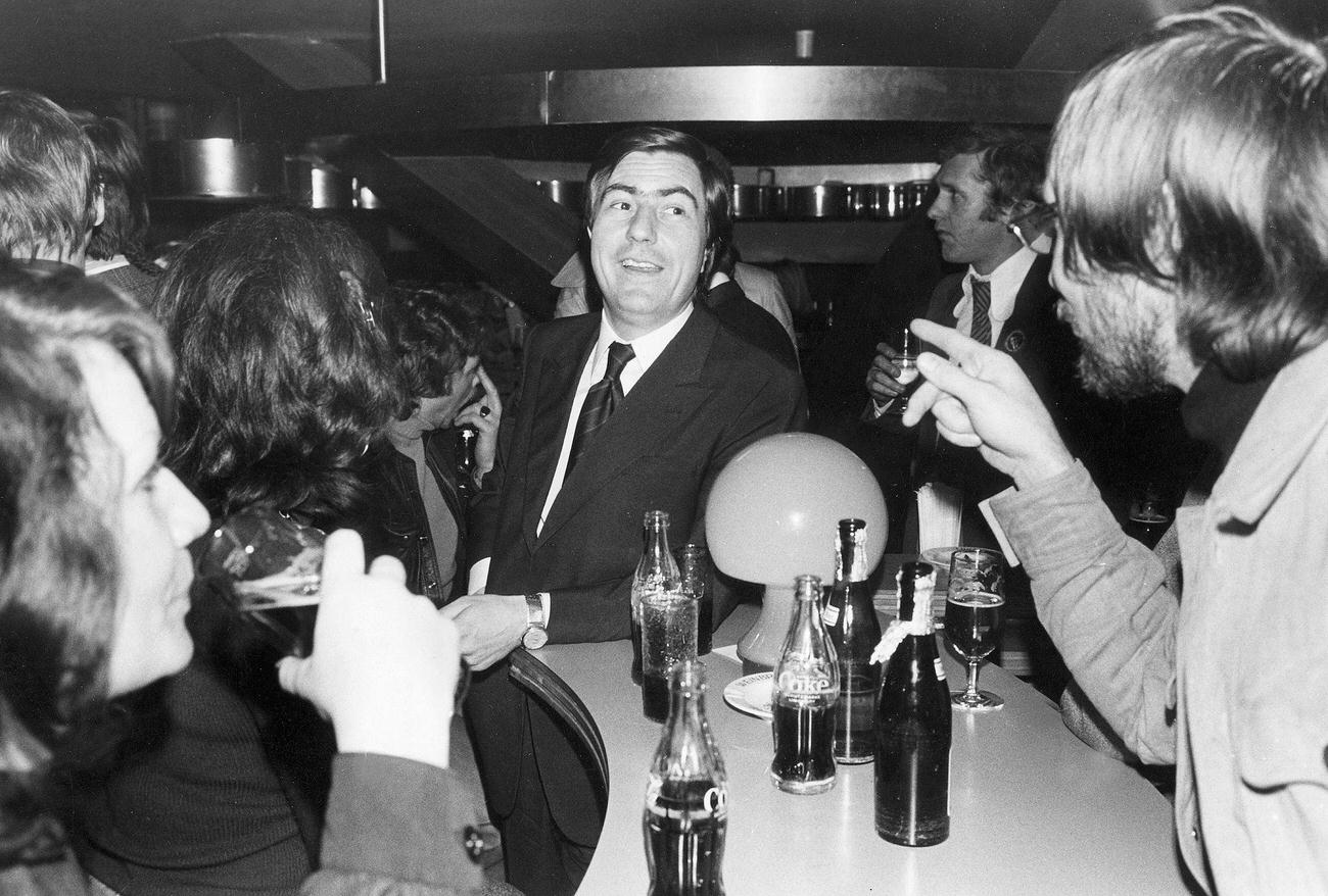 CDU politician Jürgen Wohlrabe at a party in the 'Cheetah' disco, Kreuzberg, February 1975.