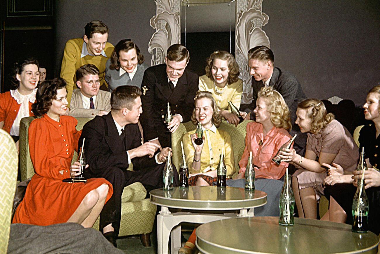 University of Minnesota students drinking Coca-Colas, circa 1940, in Minneapolis.